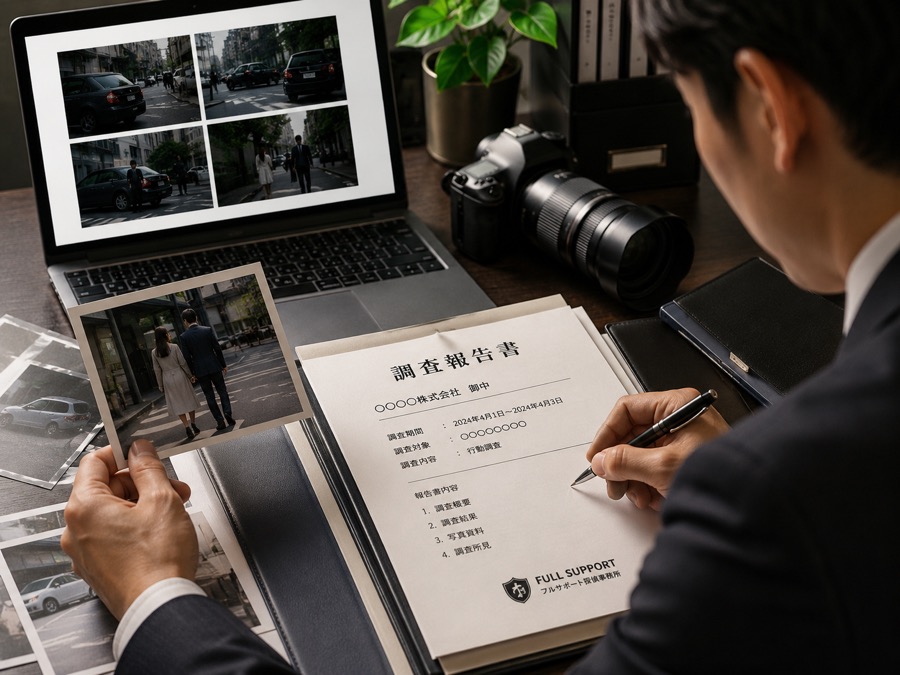 調査報告書を作成する様子
